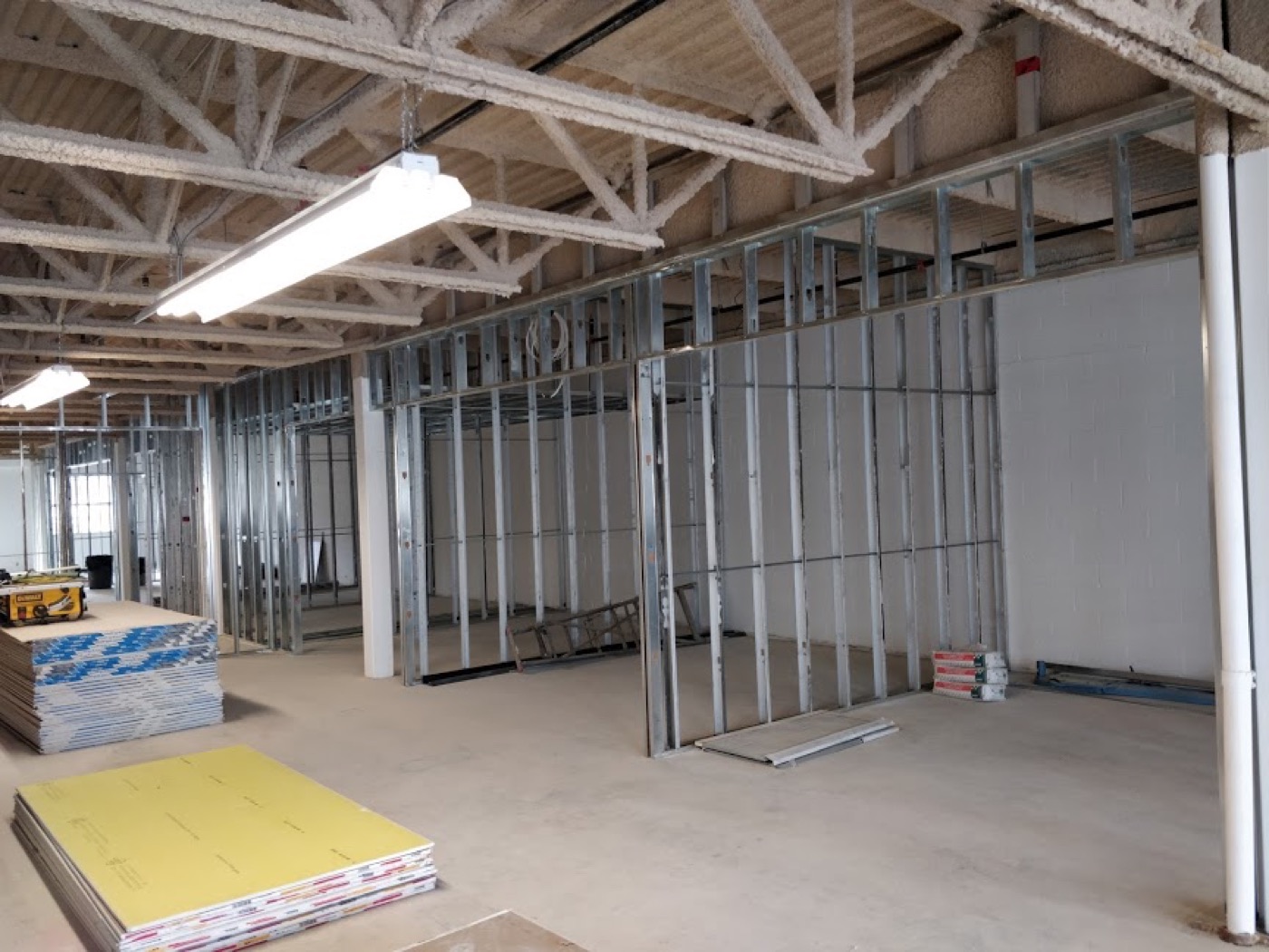 Commercial steel stud partition framing