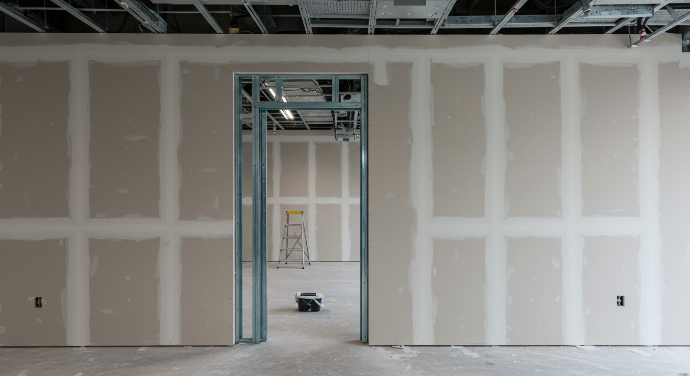 Finished commercial office drywall